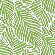 Abstract bright green leaf seamless pattern. Exotic plant.