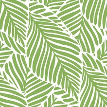 Abstract Bright Green Leaf Seamless Pattern. Exotic Plant.