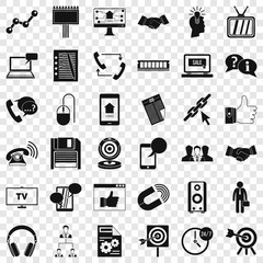 Poster - Exchange link icons set. Simple style of 36 exchange link vector icons for web for any design