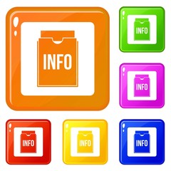 Poster - Info folder icons set collection vector 6 color isolated on white background