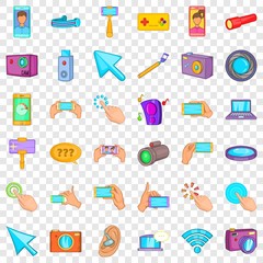 Poster - Working device icons set. Cartoon style of 36 working device vector icons for web for any design