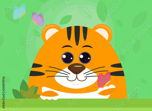 Tiger With Butterflies For Flyers Posters Album Covers Banner