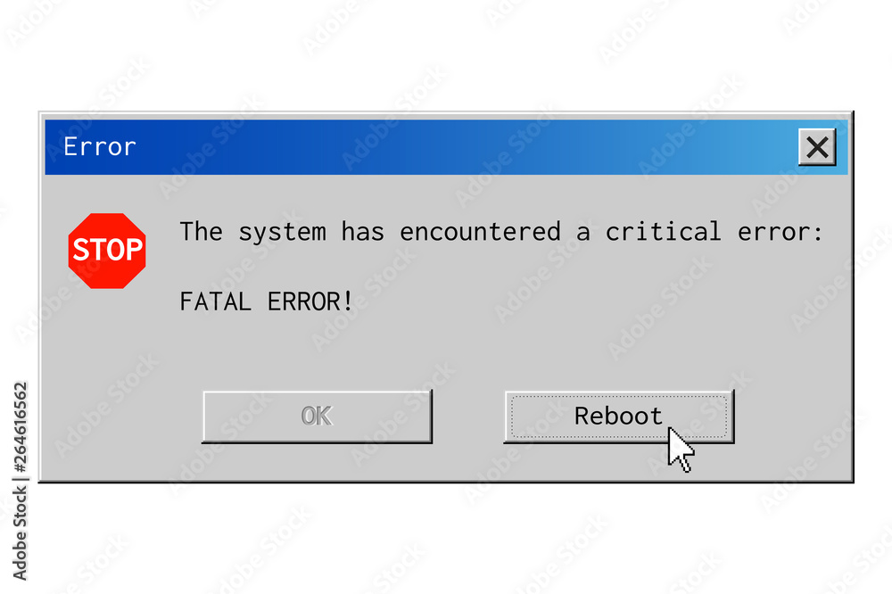 Fatal error dialog box. System failure message in retro style. - obrazy, fototapety, plakaty 