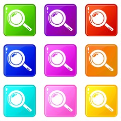 Poster - Magnifier icons set 9 color collection isolated on white for any design