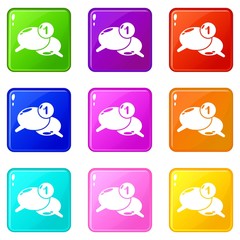 Poster - Dialog icons set 9 color collection isolated on white for any design