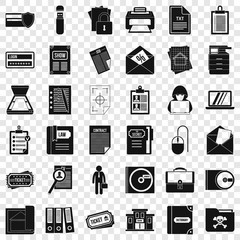 Poster - Computer document icons set. Simple style of 36 computer document vector icons for web for any design