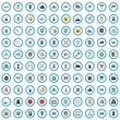 © ylivdesign - 100 war center icons set. Cartoon illustration of 100 war center vector icons isolated on white background
