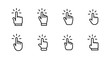 Hand clicking icon set. Finger click pointer.