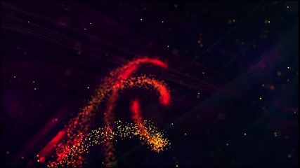 Wall Mural - A fascinating symmetrical dance of colorful rays in space, made of stardust particles, creating spiral figures. Useful for company openers, intros, presentations.