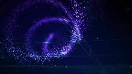 Wall Mural - A mystical dance of purple rays in space, made of stardust particles, composing a double helix spiral. Useful for company openers, intros, presentations.