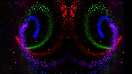 Wall Mural - A fascinating symmetrical dance of colorful rays in space, made of stardust particles, creating spiral figures. Useful for company openers, intros, presentations.