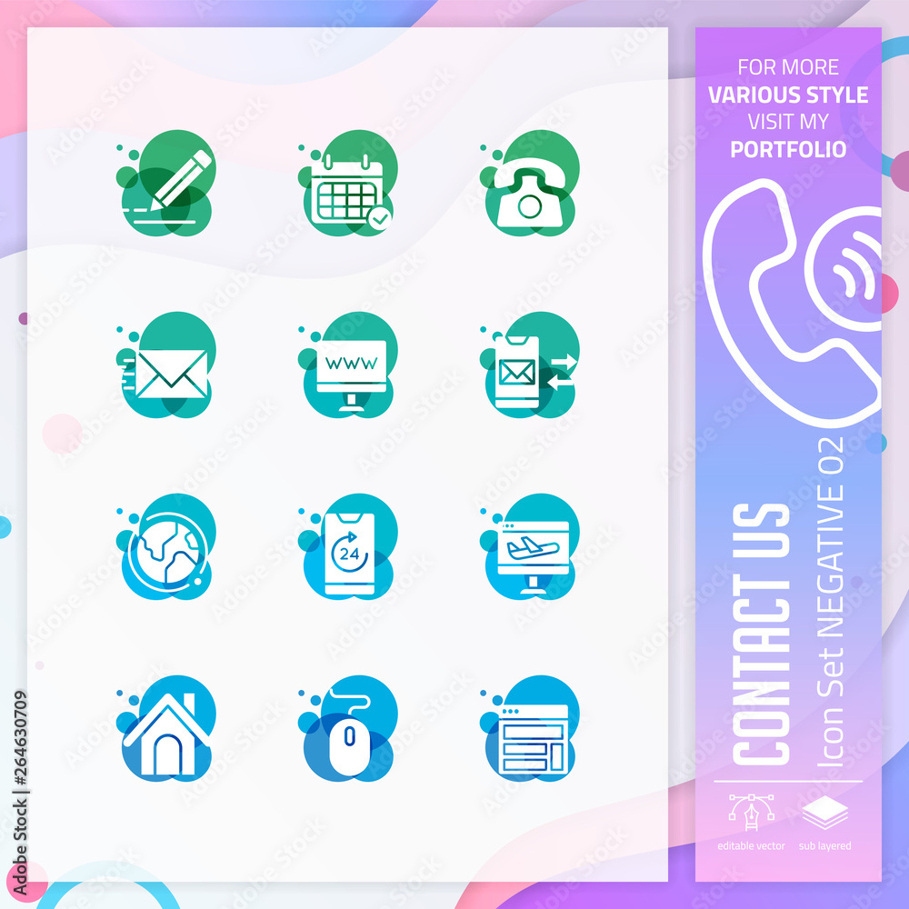 Contact us icon set with glyph style for service symbol. Communication ...