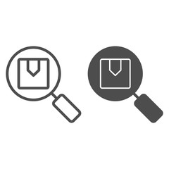 Poster - Find delivery line and glyph icon. Search cargo box vector illustration isolated on white. Shipping outline style design, designed for web and app. Eps 10.