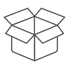 Poster - Unboxing thin line icon. Package vector illustration isolated on white. Box outline style design, designed for web and app. Eps 10.