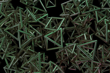  Bunch of triangle or square, flying, inter-locked, for design texture & background. 3D rendering.