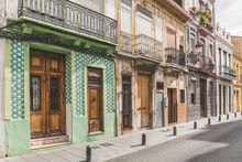 Spain, Valencia, El Cabanyal, Row Of  Houses