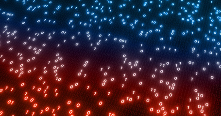 Wall Mural - Hacking digital binary code matrix 01 background. Hacker, dark web, matrix, Digital data code in safety security technology concept. Abstract red and blue 3D rendering