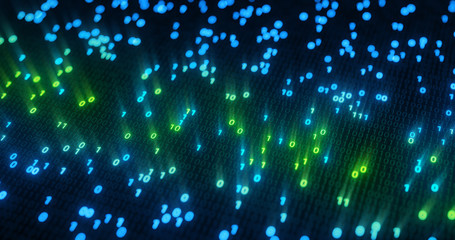 Poster - Futuristic data stream, Digital flow. Dynamic pattern with power rays and light.Data transferring. Information concept. Technology background. 3D rendering