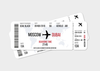 Wall Mural - Realistic airline ticket design with passenger name. Vector illustration