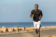 Black african american young man running outdoor