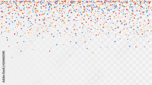 Photographie Falling confetti on a transparent background, celebration and festival, fun deco