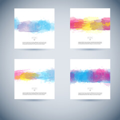 Wall Mural - Vector set of watercolor background card template