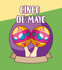 Wall Mural - cinco de mayo celebration with maracas