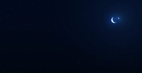Wall Mural - night background with crescent moon on starry background