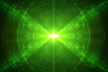 Wall Mural - green circular wave glow. kaleidoscope lighting effect.