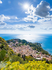 Wall Mural - Aerial view of Taormina, Sicily, southern Italy