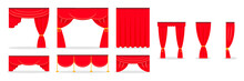 Red Curtains Flat Illustrations Set
