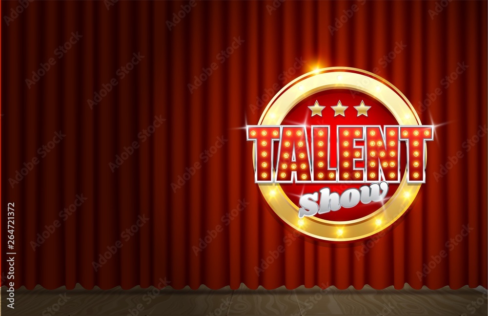 Talent show poster template, vector realistic illustration - obrazy, fototapety, plakaty 