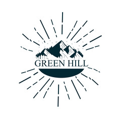 Sticker - green hill logo icon with mountain logo illustration