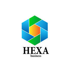 Sticker - hexa logo icon with hexagonal illustration for business company