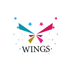 Poster - wings logo icon with abstract geometry illustration