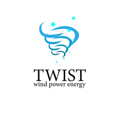 Sticker - twist logo icon with wind illustration