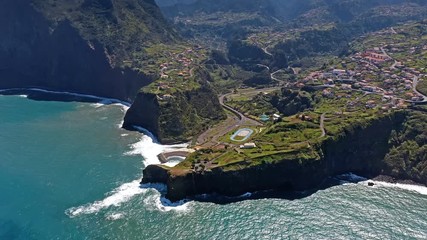 Fototapete - Beautiful mountain landscape of Madeira island, Portugal. Aerial view.