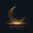 beautiful eid mubarak golden decorative moon greeting