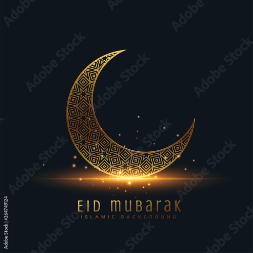 Fotografía beautiful eid mubarak golden decorative moon greeting