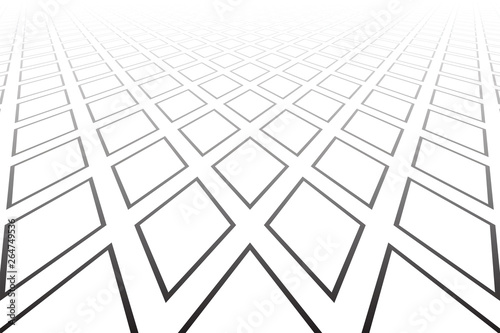 Abstract geometric diamonds pattern. Diminishing perspective. White textured ...