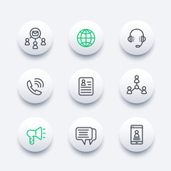 Poster - communication, media and social line icons set