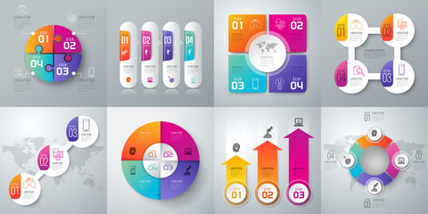 Poster - Infographics design vector and business icons with 3, 4 options.