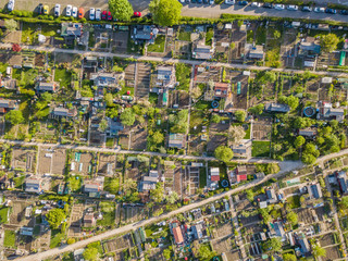 Aerial view of allotment garden