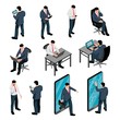 © Macrovector - Men With Device Isometric Set