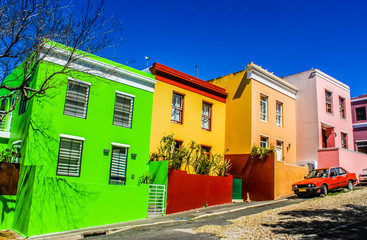 Colorful streets of Bo-Kaap a cape malay colony in Cape Town Sou