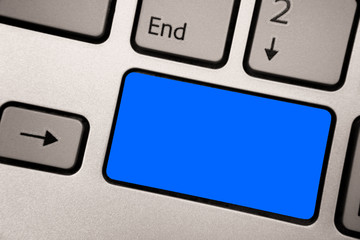Leinwandbilder - Business Empty template for Layout for invitation greeting card promotion poster voucher. Keyboard blue key Intention create computer computing reflection document