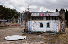 Ticket Office Building In Old Abandoned Amusement Park In Elektrenai, Lithuania