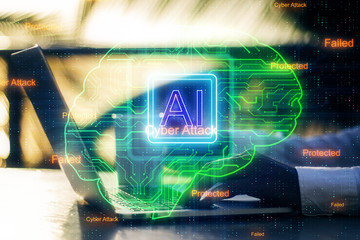 Fototapete - Artificial intelligence and attack concept