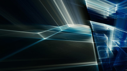 Poster - abstract blue on black background element. fractal graphics 3d illustration. science or technology c