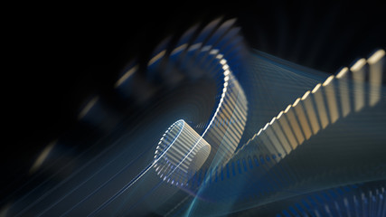 Poster - abstract background. 3d illustration. fractal graphics composition of dots, waves and rays of light.